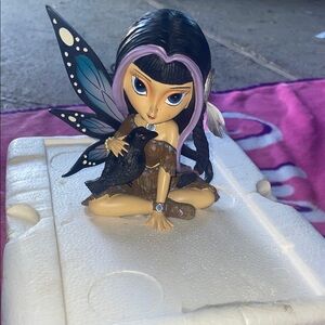 Fairy Figurine with Black Raven